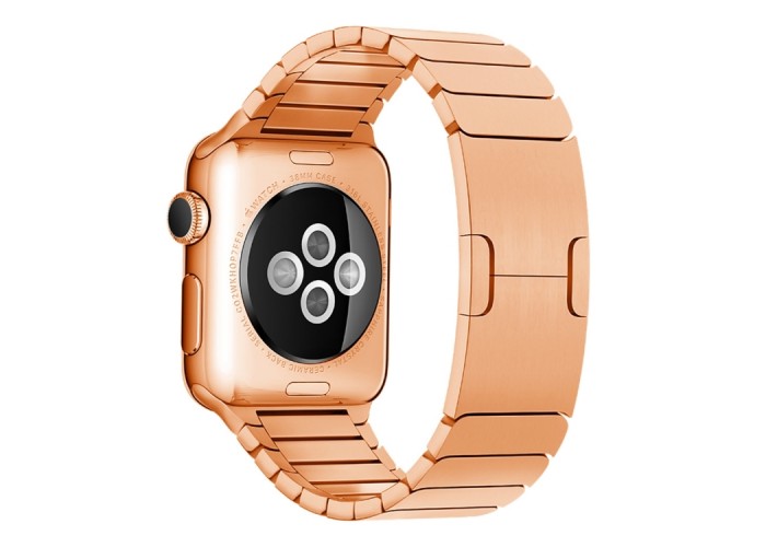 Браслет блочный из нержавеющей стали для Apple Watch 38/40 мм, цвет розовое золото