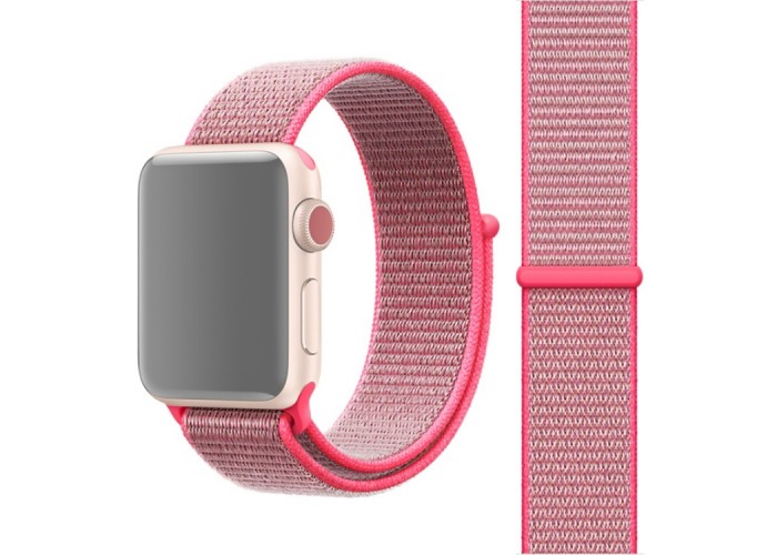 Ремешок из нейлона с застёжкой-липучкой для Apple Watch 38/40 мм, тёмно-розовый цвет