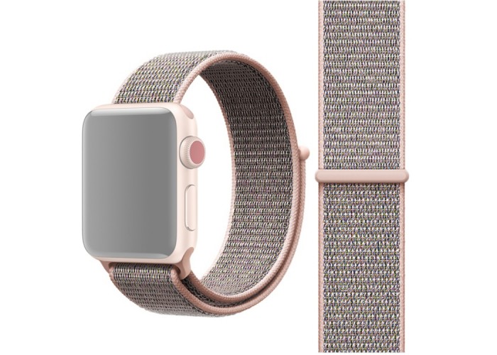 Ремешок из нейлона с застёжкой-липучкой для Apple Watch 42/44 мм, розовый цвет