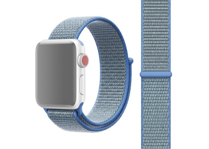 Ремешок из нейлона с застёжкой-липучкой для Apple Watch 42/44 мм, голубой цвет