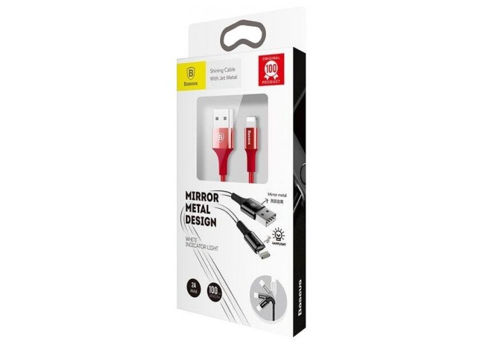 Кабель Baseus Shining Cable With Jet Metal USB - Lightning, красный цвет