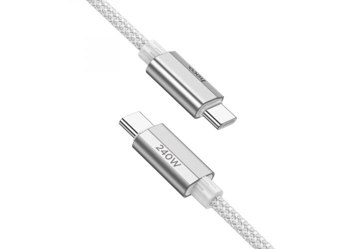 Кабель Hoco U134 USB-C/USB-C 240W (1,8 м), серый цвет