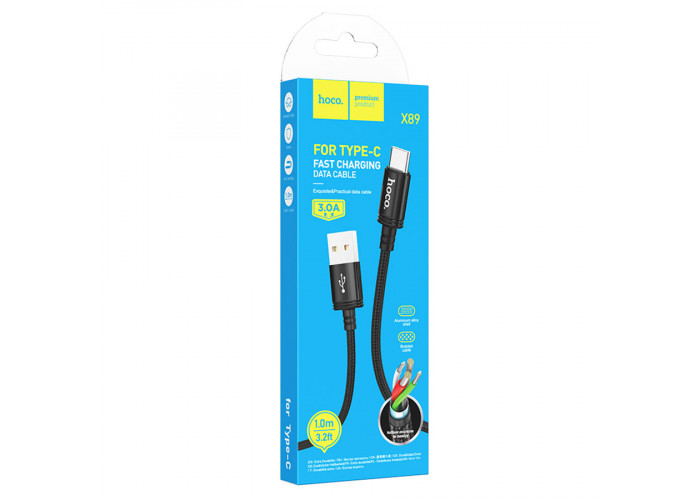 Кабель Hoco X89 USB-A/Type-C 3A (1 м), чёрный цвет