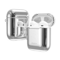 Чехол Rock Elecroplating Protective Case для AirPods 1/2, серебристый цвет