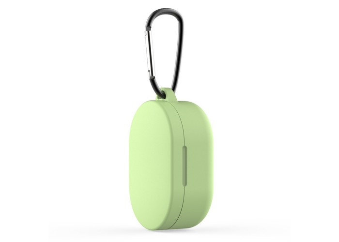 Чехол силиконовый с карабином для Redmi AirDots и Xiaomi AirDots Youth Edition, зелёный цвет