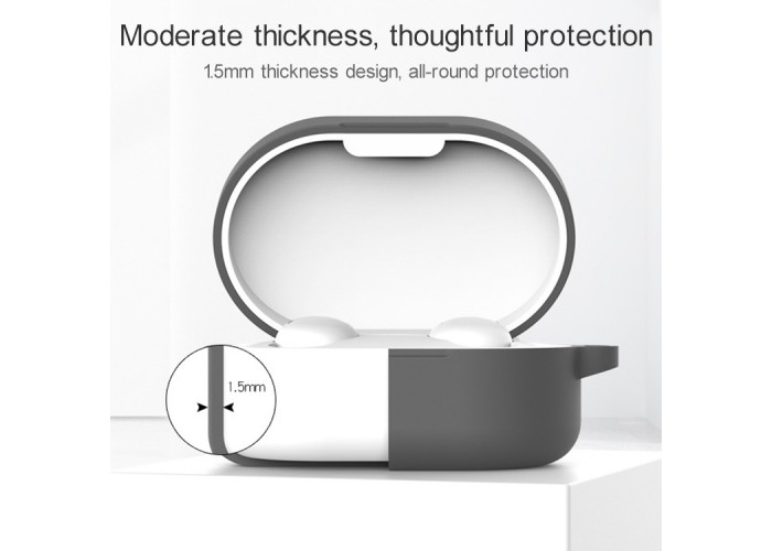Чехол силиконовый для Redmi AirDots и Xiaomi AirDots Youth Edition, тёино-серый цвет