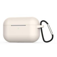 Чехол силиконовый с карабином для AirPods Pro, бежевый цвет