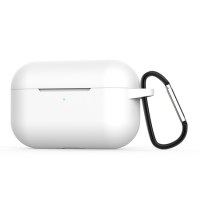 Чехол силиконовый с карабином для AirPods Pro, белый цвет