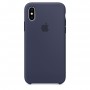 Чехол силиконовый Silicone Case для iPhone XS, тёмно-синий цвет