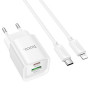 Сетевое зарядное устройство с кабелем USB-C/Lightning Hoco C147A USB-C PD 20W + USB-A QC3.0