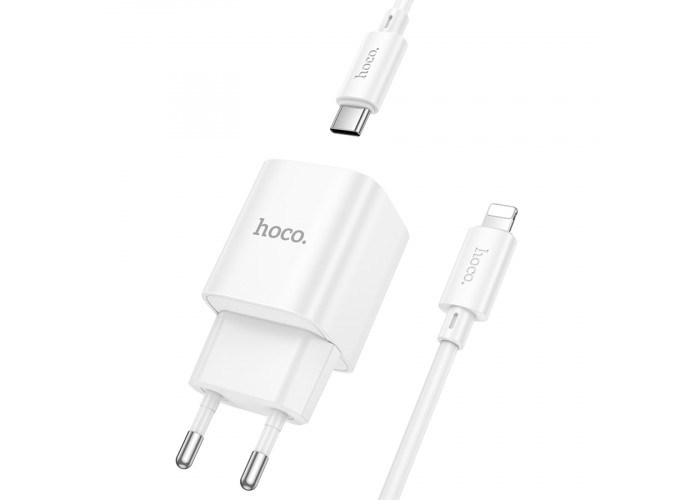 Сетевое зарядное устройство с кабелем USB-C/Lightning Hoco C147A USB-C PD 20W + USB-A QC3.0