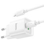 Сетевое зарядное устройство с кабелем USB-C/Lightning Hoco C147A USB-C PD 20W + USB-A QC3.0