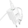 Сетевое зарядное устройство с кабелем USB-C/Lightning Hoco C147A USB-C PD 20W + USB-A QC3.0
