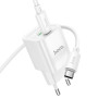 Сетевое зарядное устройство с кабелем USB-C/USB-C Hoco C147A USB-C PD 20W + USB-A QC3.0