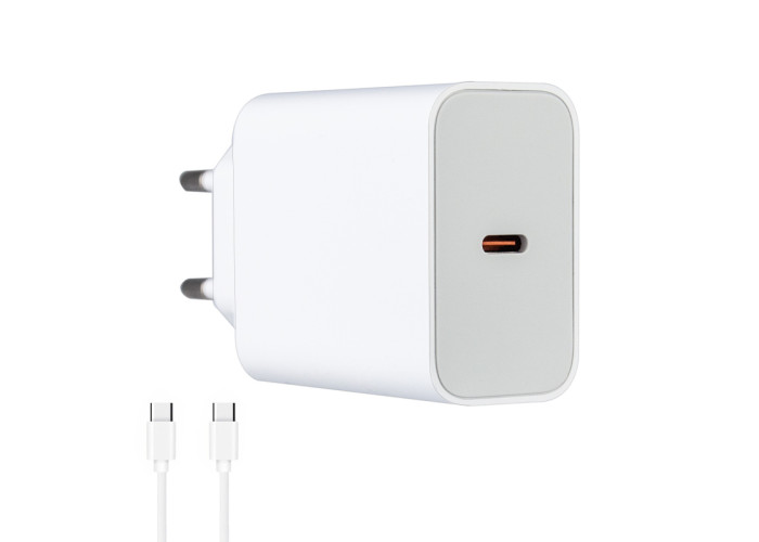 Сетевое зарядное устройство с кабелем USB-C/USB-C Hoco C162A 40W Dynamic Power Adapter Set with 60W Max, белый цвет