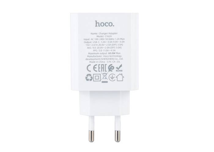 Сетевое зарядное устройство Hoco C162A 40W Dynamic Power Adapter with 60W Max, белый цвет