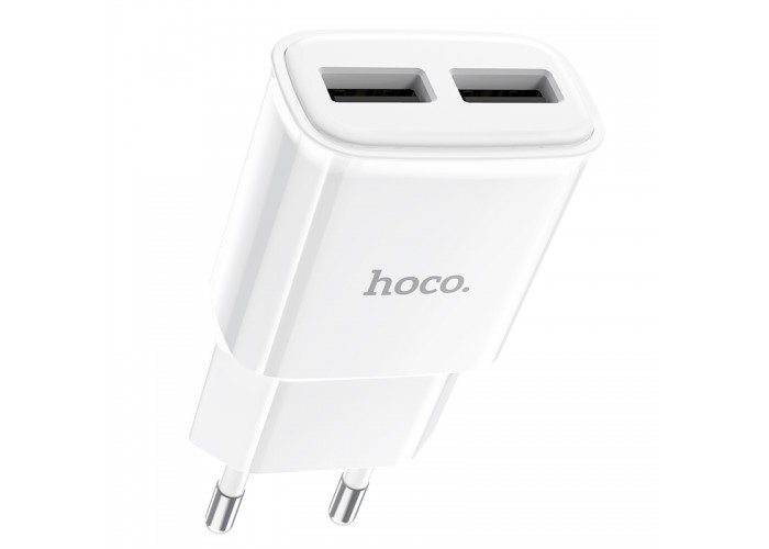 Сетевое зарядное устройство Hoco C88A Dual USB-A 2.4A, белый цвет