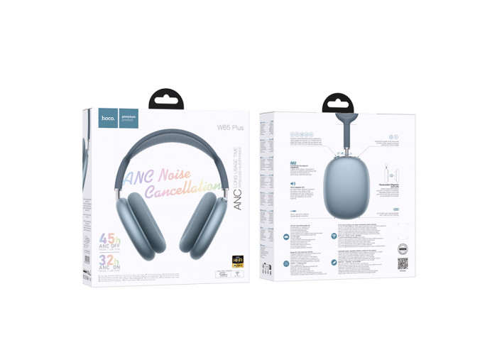 Беспроводные наушники Hoco W65 Plus, синий цвет