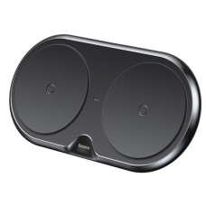 Беспроводная сетевая зарядка Baseus Dual Wireless Charger Metal, чёрный цвет
