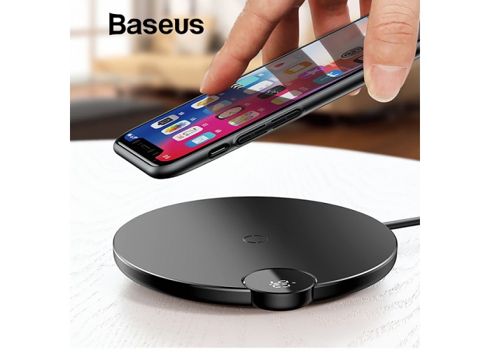 Беспроводная сетевая зарядка Baseus Digital LED Display Wireless Charger, чёрный цвет