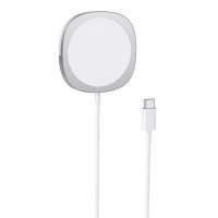 Беспроводная сетевая зарядка Hoco CW35 MagSafe 15W, серебристый цвет