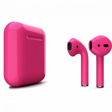 Apple AirPods 2 Color (беспроводная зарядка чехла), глянцевый тёмно-розовый цвет