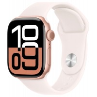 Apple Watch Series 10 GPS, 42 мм, корпус из алюминия цвета «розовое золото», спортивный ремешок цвета «светлый румянец»