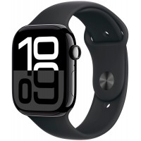 Apple Watch Series 10 GPS, 46 мм, корпус из алюминия цвета «чёрный оникс», спортивный ремешок чёрного цвета
