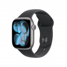 Apple Watch Series 11 GPS, 42 мм, корпус из алюминия цвета «серый космос», спортивный ремешок чёрного цвета