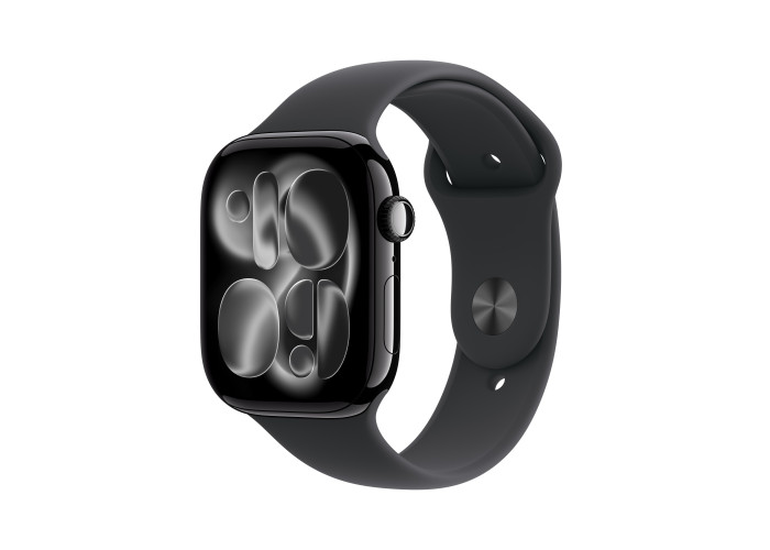 Apple Watch Series 11 GPS, 46 мм, корпус из алюминия цвета «чёрный оникс», спортивный ремешок чёрного цвета Apple Watch Series 11 GPS, 46 мм, корпус из алюминия цвета «чёрный оникс», спортивный ремешок чёрного цвета