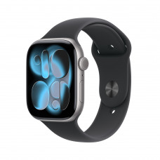Apple Watch Series 11 GPS, 46 мм, корпус из алюминия цвета «серый космос», спортивный ремешок чёрного цвета