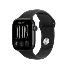 Apple Watch Series 12 GPS, 42 мм, корпус из алюминия чёрного цвета, спортивный ремешок чёрного цвета (M/L)