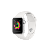 Apple Watch Series 3 GPS, 38 мм, алюминий серебристого цвета, спортивный ремешок белого цвета