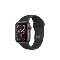 Apple Watch Series 4, 40 мм, корпус из алюминия цвета «серый космос», спортивный ремешок чёрного цвета