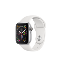 Apple Watch Series 4, 40 мм, корпус из алюминия серебристого цвета, спортивный ремешок белого цвета