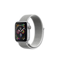 Apple Watch Series 4, 40 мм, корпус из алюминия серебристого цвета, спортивный браслет цвета «белая ракушка»