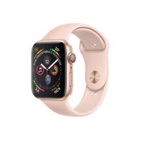 Apple Watch Series 4, 44 мм, корпус из алюминия золотого цвета, спортивный ремешок цвета «розовый песок»