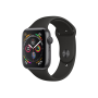 Apple Watch Series 4, 44 мм, корпус из алюминия цвета «серый космос», спортивный ремешок чёрного цвета