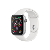 Apple Watch Series 4, 44 мм, корпус из алюминия серебристого цвета, спортивный ремешок белого цвета