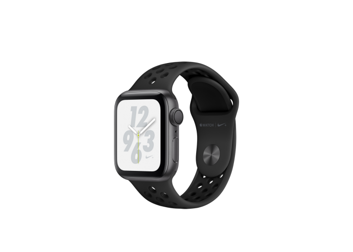 Apple Watch Nike+ Series 4, 40 мм, корпус из алюминия цвета «серый космос», спортивный ремешок Nike цвета «антрацитовый/чёрный»