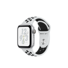 Apple Watch Nike+ Series 4, 40 мм, корпус из алюминия серебристого цвета, спортивный ремешок Nike цвета «чистая платина/чёрный»