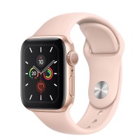 Apple Watch Series 5, 40 мм, корпус из алюминия золотого цвета, спортивный ремешок цвета «розовый песок»