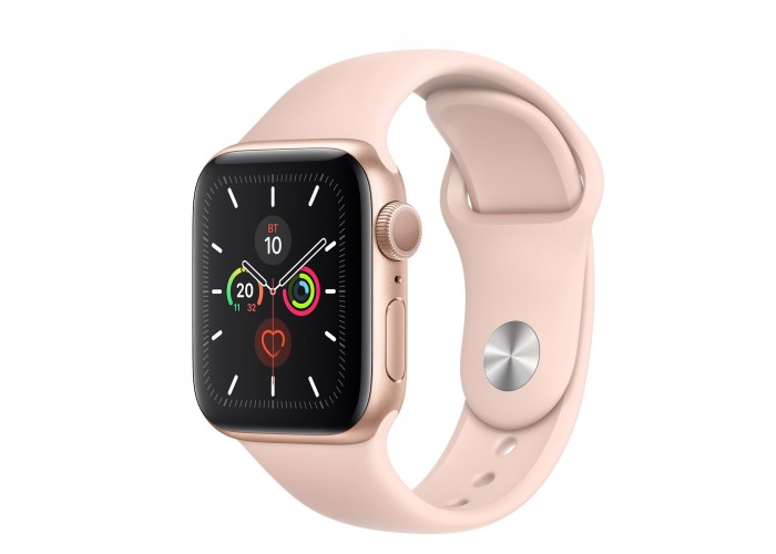 Apple Watch Series 5, 40 мм, корпус из алюминия золотого цвета, спортивный ремешок цвета «розовый песок»