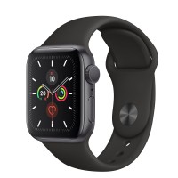 Apple Watch Series 5, 40 мм, корпус из алюминия цвета «серый космос», спортивный ремешок чёрного цвета