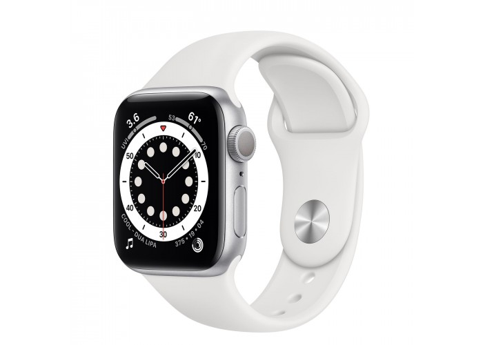 Apple Watch Series 6, 40 мм, корпус из алюминия серебристого цвета, спортивный ремешок