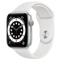 Apple Watch Series 6, 44 мм, корпус из алюминия серебристого цвета, спортивный ремешок