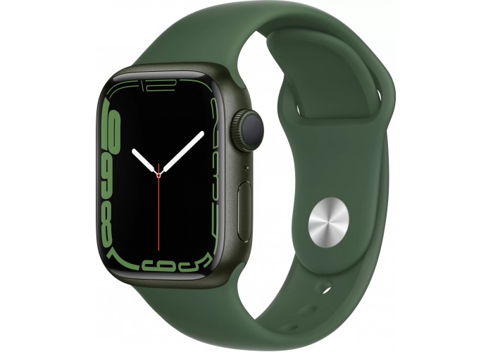 Apple Watch Series 7, 41 мм, корпус из алюминия зелёного цвета, спортивный ремешок цвета «зелёный клевер»