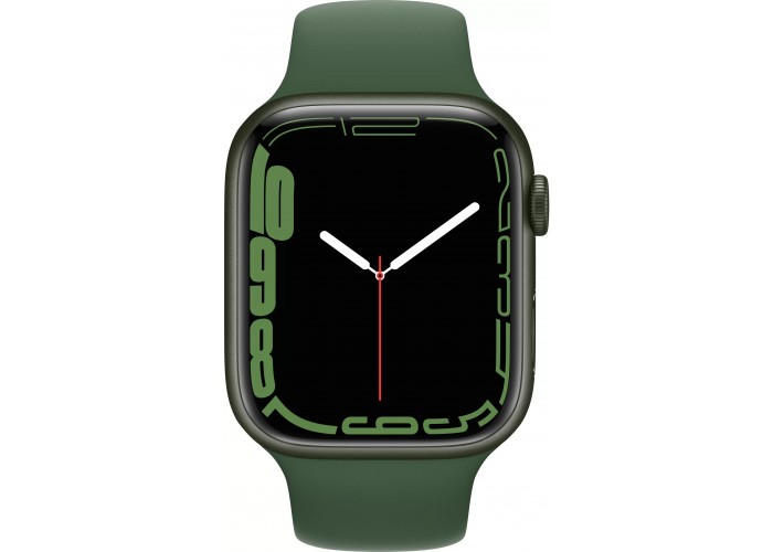 Apple Watch Series 7, 45 мм, корпус из алюминия зелёного цвета, спортивный ремешок цвета «зелёный клевер»
