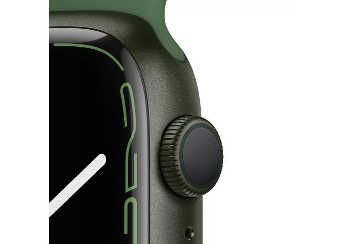 Apple Watch Series 7, 45 мм, корпус из алюминия зелёного цвета, спортивный ремешок цвета «зелёный клевер»