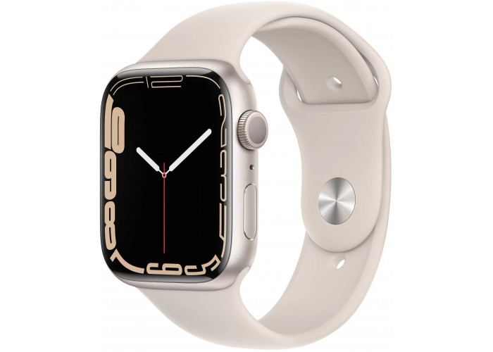 Apple Watch Series 7, 45 мм, корпус из алюминия цвета «сияющая звезда», спортивный ремешок цвета «сияющая звезда»